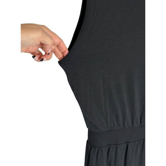 Athleta Santorini Cinch Knit Tank Dress Midi Black-sz Medium - Picture 4 of 9
